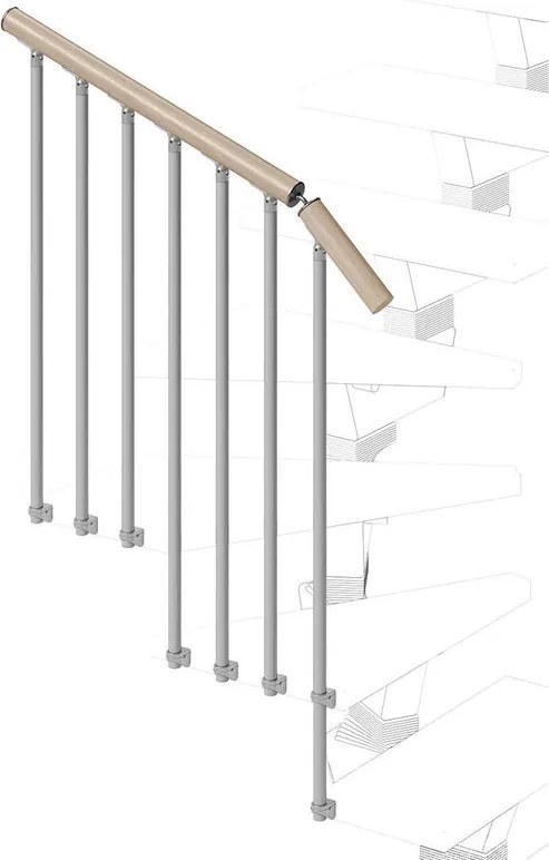 Balaustra in kit IRIS Vida Giro in legno argento, corrimano in legno bianco, L 133 cm fissaggio a parete