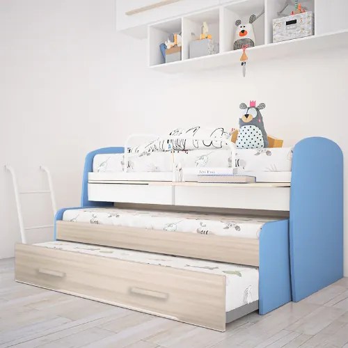 Letto attrezzato BEA scrittoio tre letti ragazzi disponibile in diverse colorazioni L.198cm H115cm