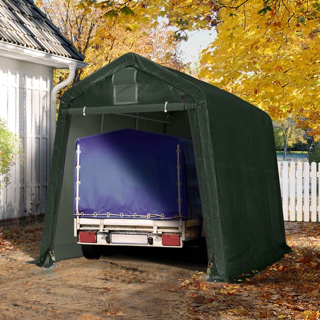 TOOLPORT Tenda garage 2,4x3,6m, Telo in PE, verde scuro - (8045)