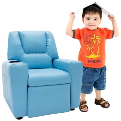 Poltrona Reclinabile per Bambini in Similpelle Blu