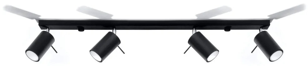 Plafoniera da Soffitto in Acciaio 4xGU10 RING 4L Orientabile Nera