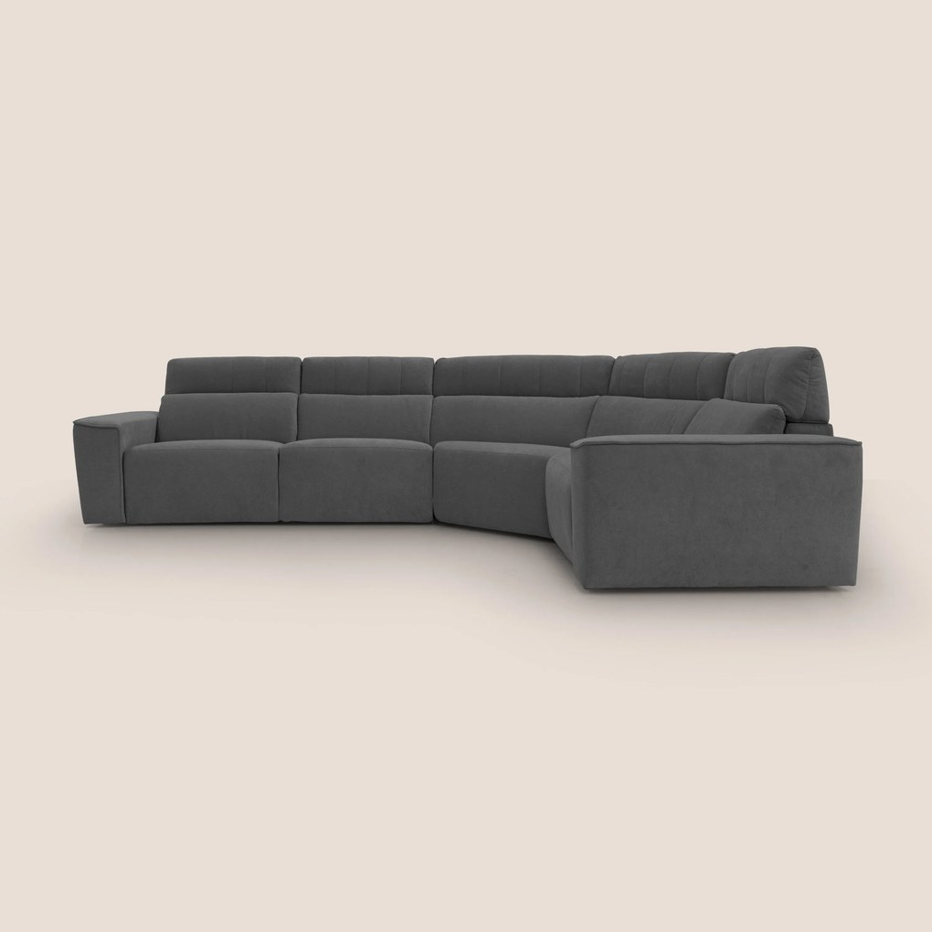 Clark Divano modulare angolare REVERSIBILE con opzione relax elettrico in tessuto smacchiabile impermeabile T17