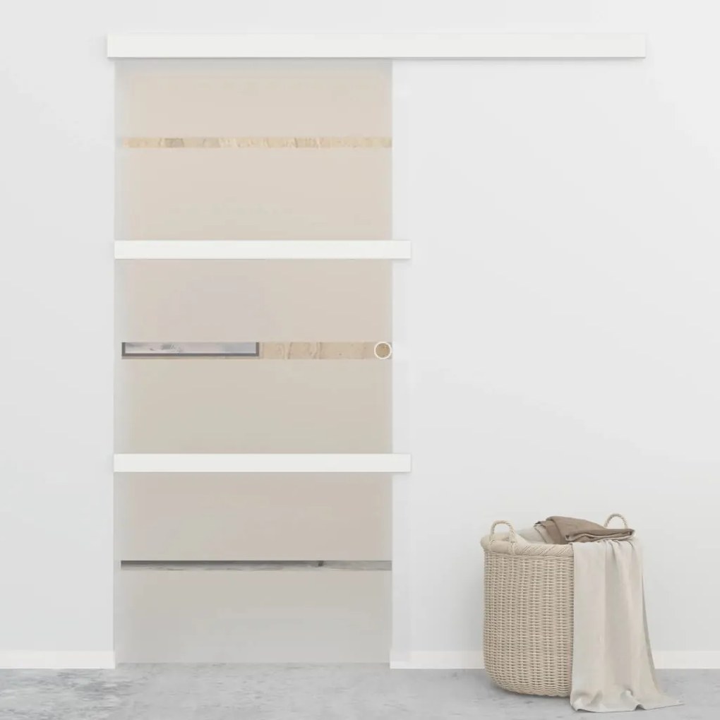 Porta Scorrevole İn Vetro Esg E Alluminio 102,5x212 Cm Argento /