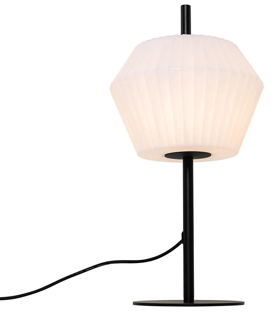 Lampada da tavolo da esterno moderna nera con paralume bianco IP44 - Robbert