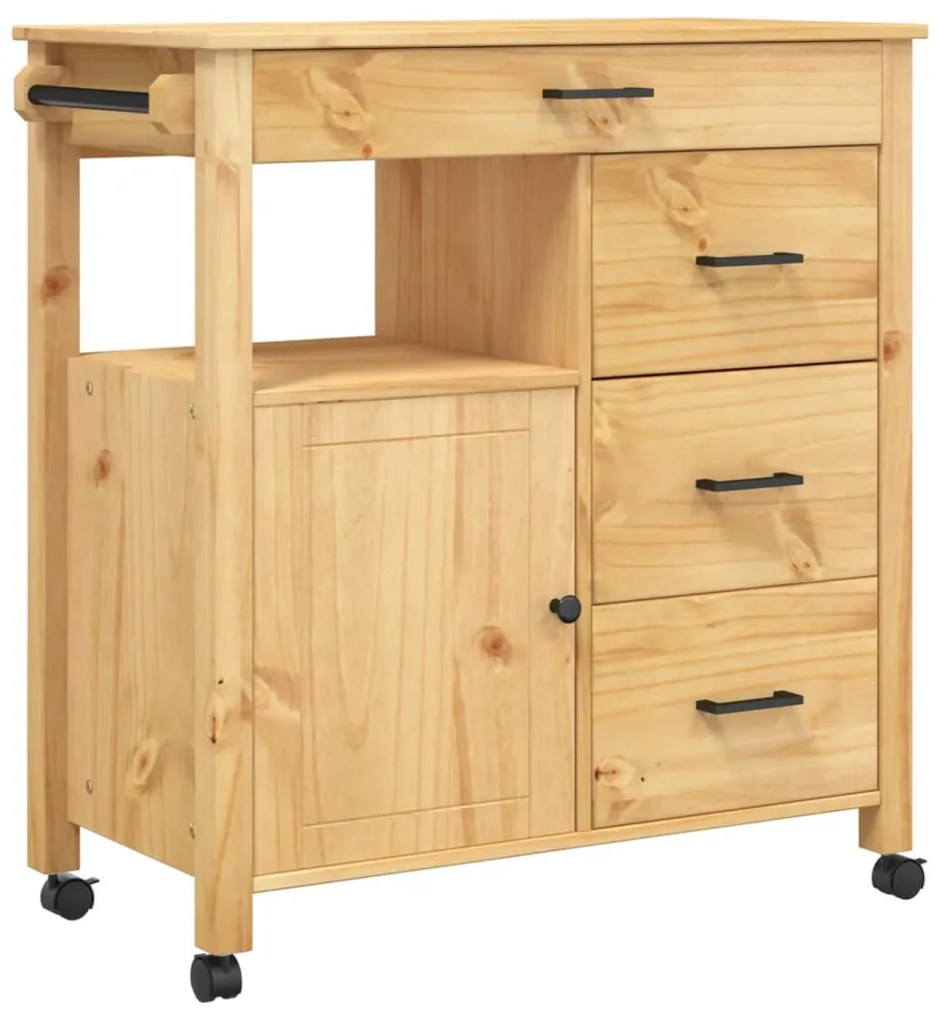 Carrello da cucina monza 84x40x90 cm in legno massello di pino