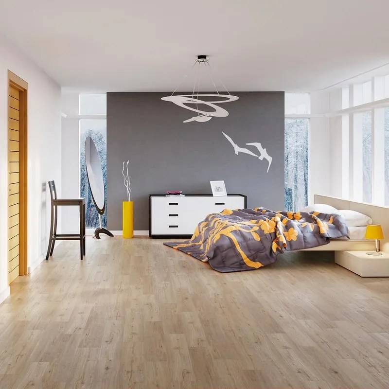 Pavimento SPC in spc flottante passaggio intenso Grenoble Rovere Decapato Sp 5 mm con sottopavimento integrato