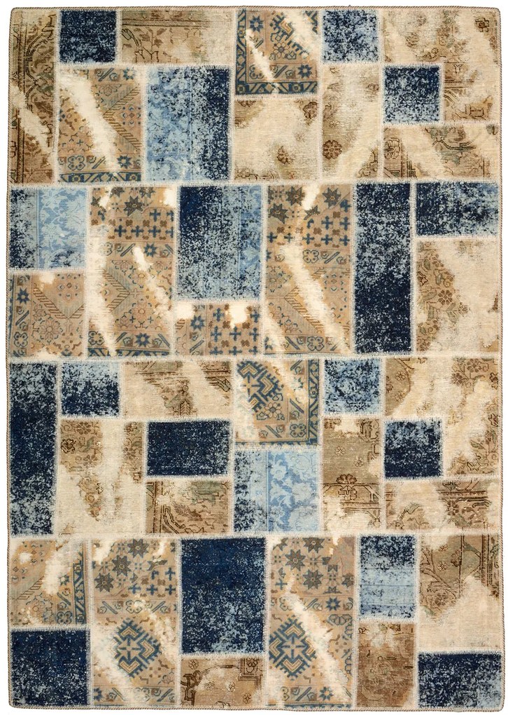Patchwork Tappeto 240x170 Beige (Iran) Annodato A Mano