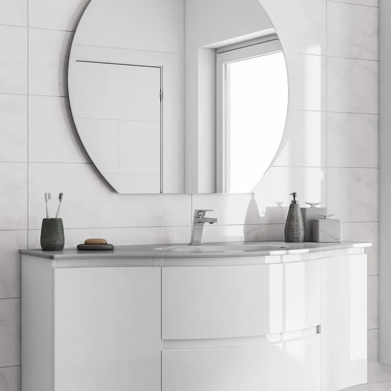 Lavabo d'appoggio rettangolare L 138 x H 1.5 x P 52 cm in vetro bianco