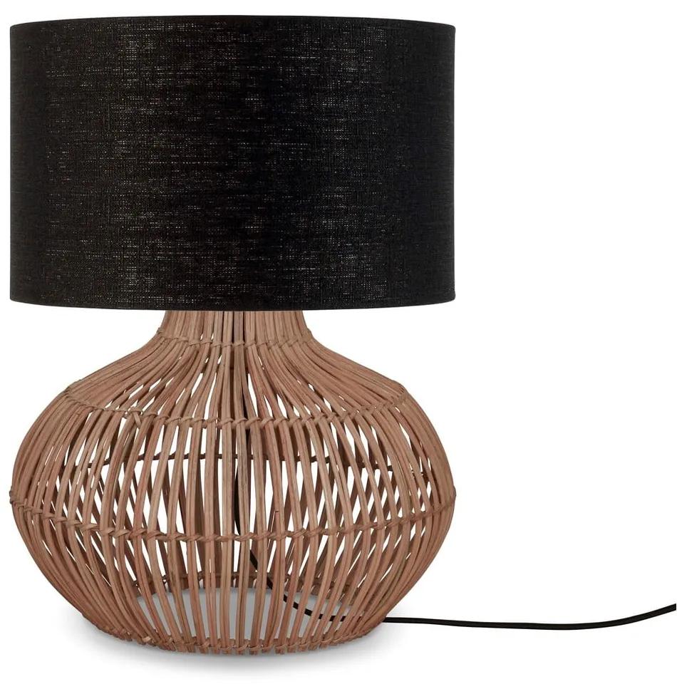 Lampada da tavolo con paralume in tessuto nero e naturale (altezza 48 cm) Kalahari - Good&amp;Mojo