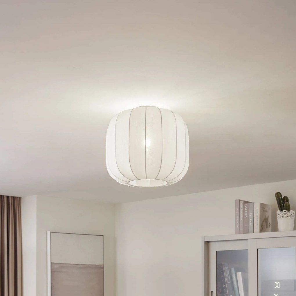 Plafoniera soffitto Helin Lindby, dimmerabile, Bianco / Opale, Soggiorno / Sala da pranzo, Tessuto / Stoffa / Seta, Scandinavo, Plafoniera