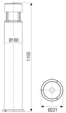 Greta Big Led 25W 3000°K H. 110Cm Vetro Satinato