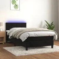 Letto a Molle con Materasso e LED Nero 100x200 cm in Velluto 3134389