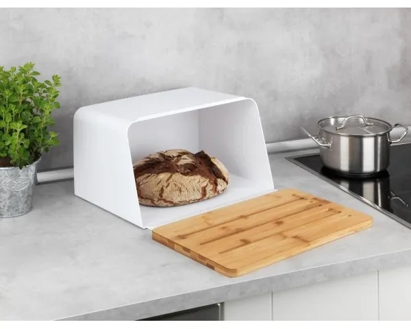 WENKO 54099100 - Portapane KUBO 35x26,5 cm bianco/marrone