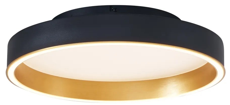 Plafoniera di design nera con oro 40 cm con LED e interruttore a 3 vie - Ingo