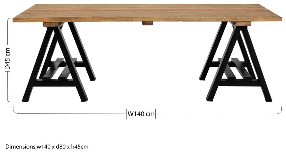 Tavolino con piano in legno di pino di colore naturale 80x140 cm Hampstead - Premier Housewares