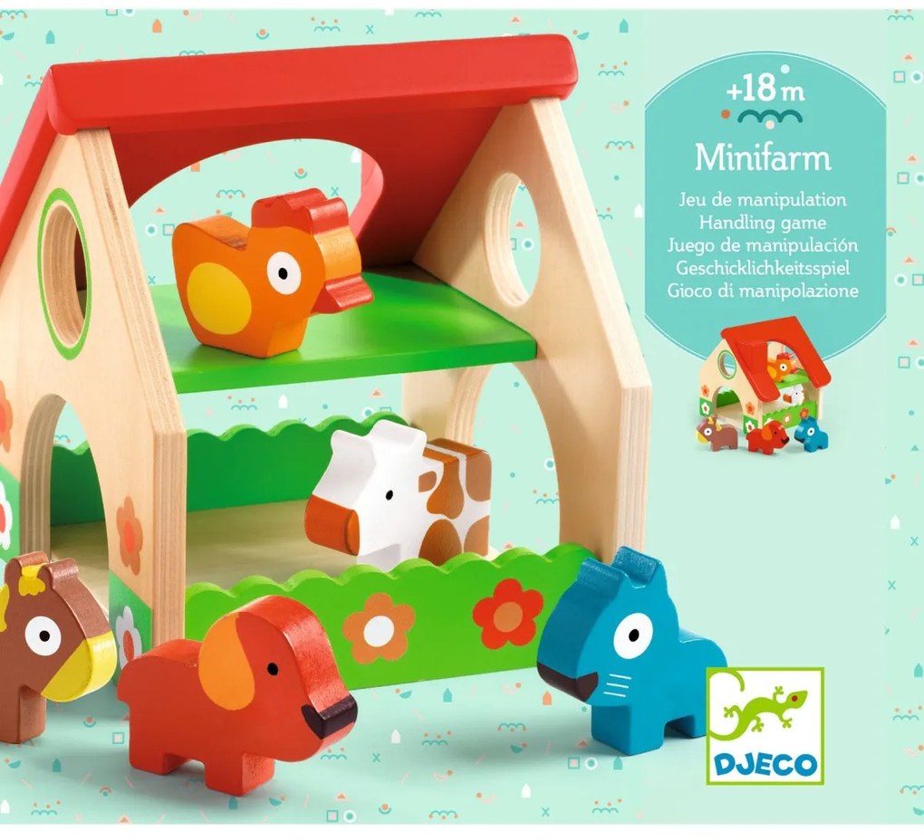 Minifattoria in legno con animali