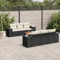 Set Divani da Giardino con Cuscini 7pz Nero Polyrattan 3225335