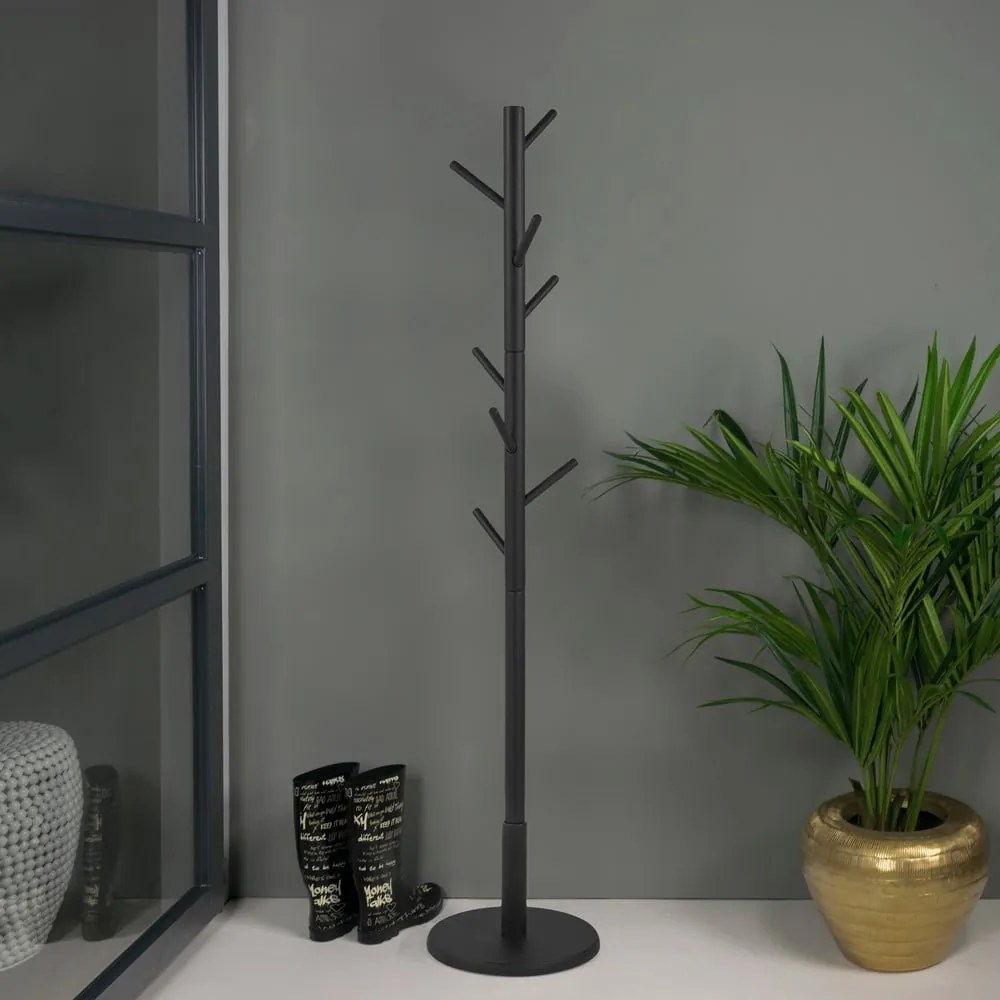 Appendiabiti nero in legno di cauciù massiccio ø 36x170 cm Bro – Spinder Design