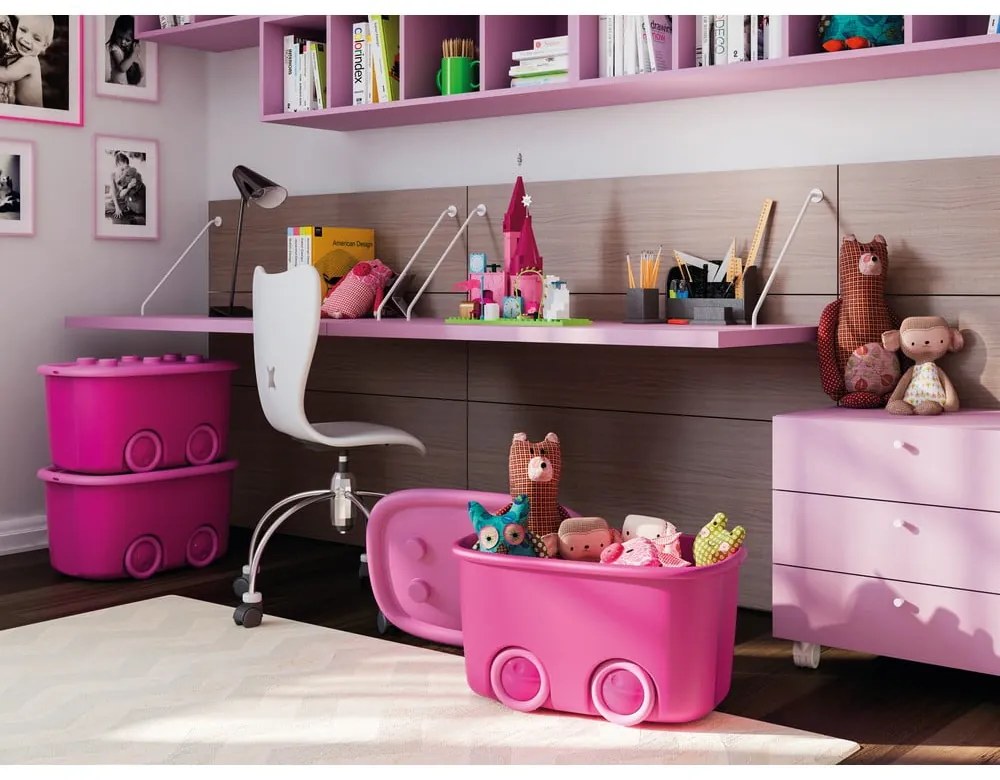 Scatola per bambini rosa in plastica 58x39x32 cm Funny Box – KIS