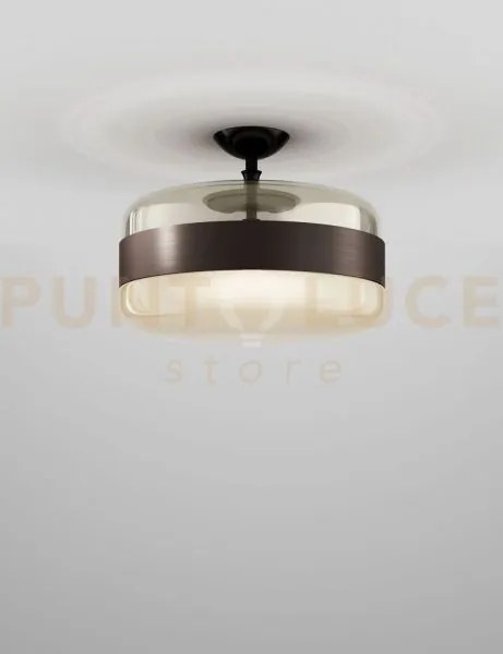 Futura soffitto g ambra ottone montatura nero opaco 1 luce attacco e27