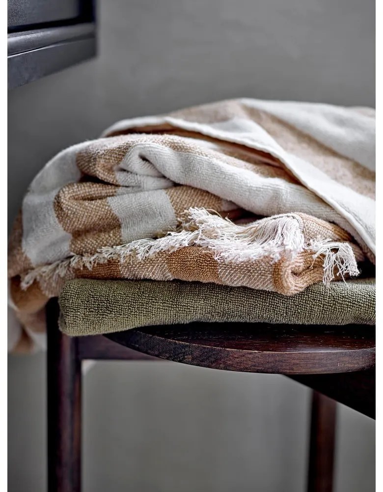 Asciugamano in cotone marrone e beige 50x100 cm Elaia - Bloomingville