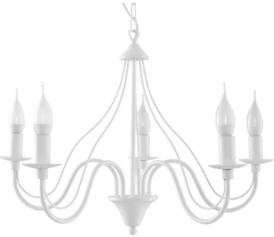 Lampadario a sospensione con catena MINERWA 5 5xE14/40W/230V bianco