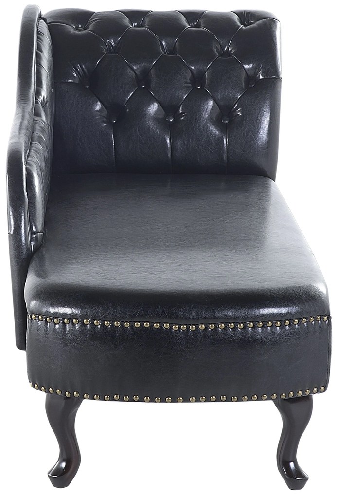 Chaise longue vintage destra in pelle sintetica nera NIMES Beliani