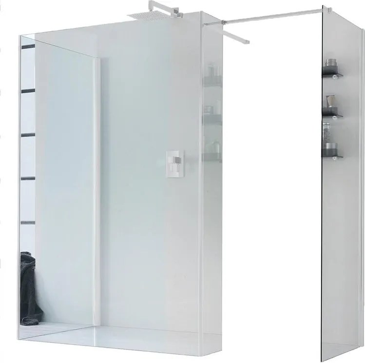 Box doccia walk-in Wens, vetro 6 mm, H 200 cm, profilo bianco