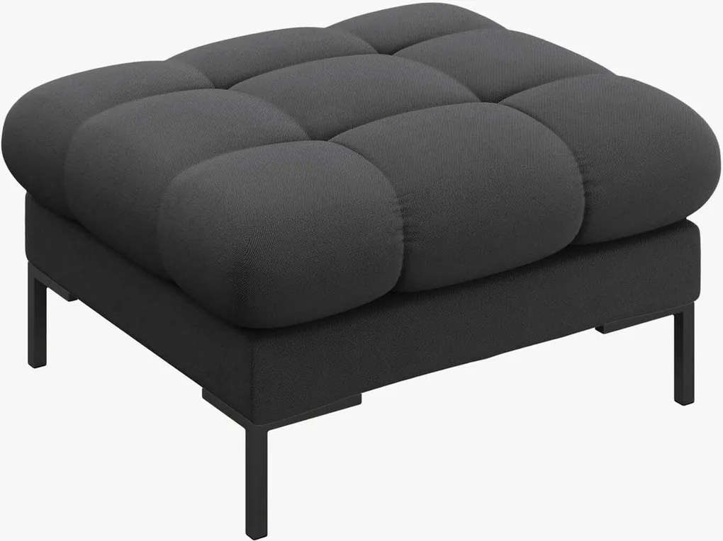 Pouf Mamaia in tessuto strutturato Neve gambe nere – 60×60 cm