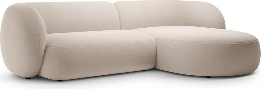 Divano angolare beige (con penisola a destra/con chaise lounge) con rivestimento in velluto Kate – Micadoni