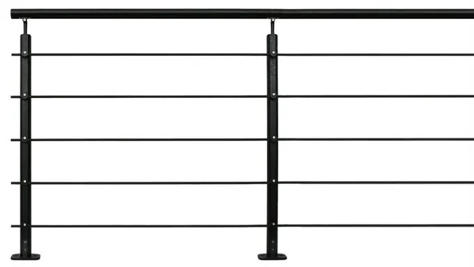 Balaustra in kit BURGER Opalu Full black in alluminio nero, corrimano in alluminio nero, L 200 cm fissaggio a pavimento