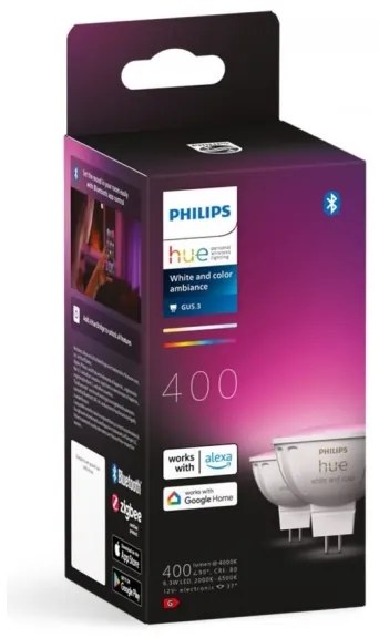 SET 2x Lampadina LED RGBW dimmerabile Philips Hue WACA GU5,3/MR16/6,3W/12V