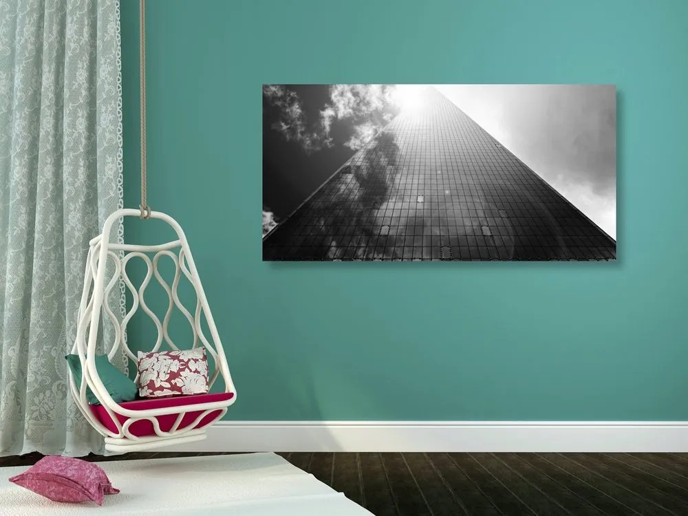 Quadro su tela – Grattacielo in bianco e nero