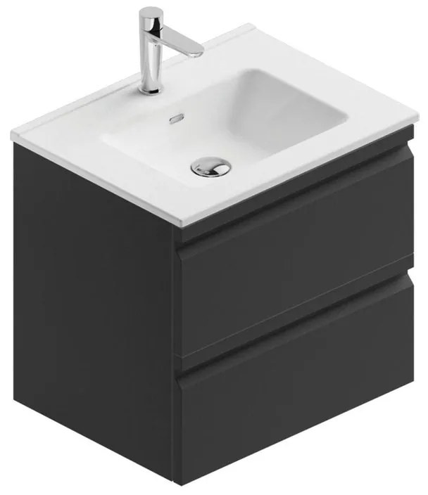 Mobile sottolavabo e lavabo Pull grigio grafite opaco in mdf L 60 x H 56 x P 46 cm 1 vasca 2 cassetti