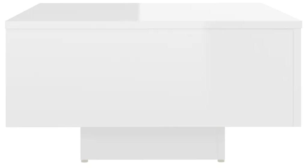 Tavolino salotto bianco lucido 60x60x31,5 cm legno multistrato