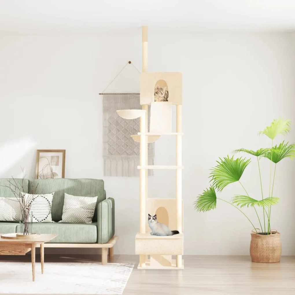 Albero Per Gatti Da Pavimento A Soffitto Crema 277-303 Cm /