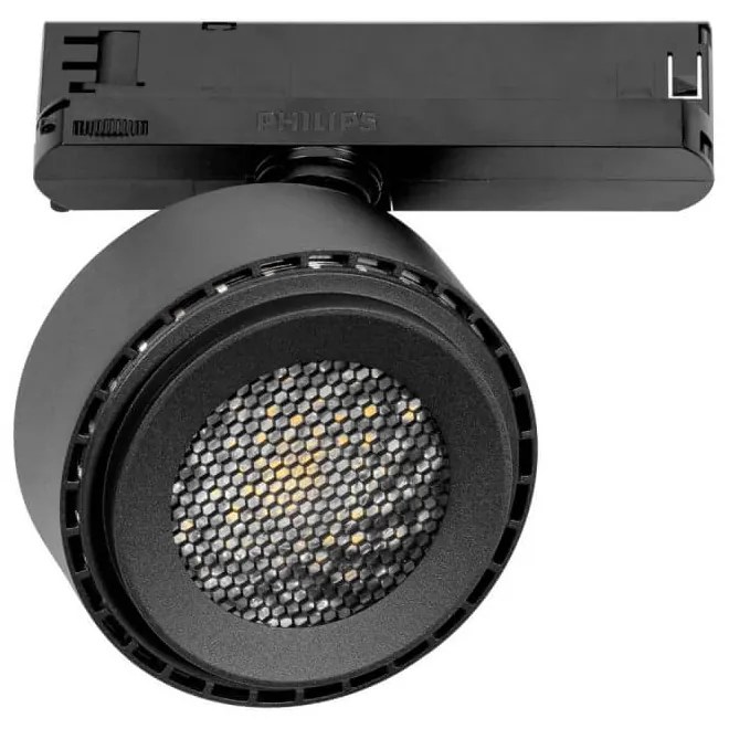 Faro LED 34W,Trifase, Regolabile 15°-60° Nero con driver Philips CRI97 UGR11 Colore Bianco Variabile CCT