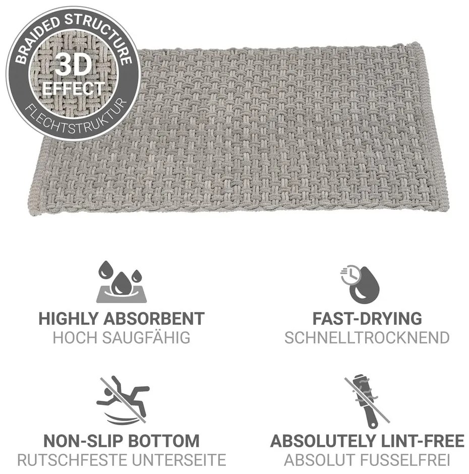 Tappetino per il bagno grigio in tessuto 50x80 cm Ecoli – Wenko