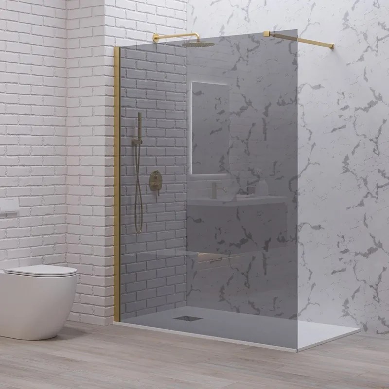 Doccia walk in 120 cm vetro fumè e profilo oro spazzolato | KW-100GF - KAMALU