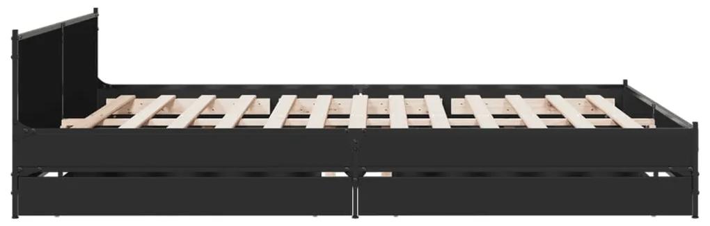 Giroletto con cassetti nero 200x200 cm in legno multistrato
