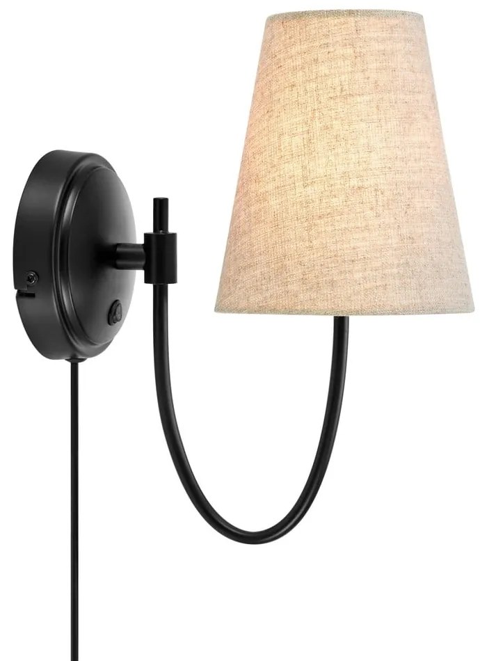 Lampada da parete nera/beige con alimentazione a corrente Amar – Markslöjd