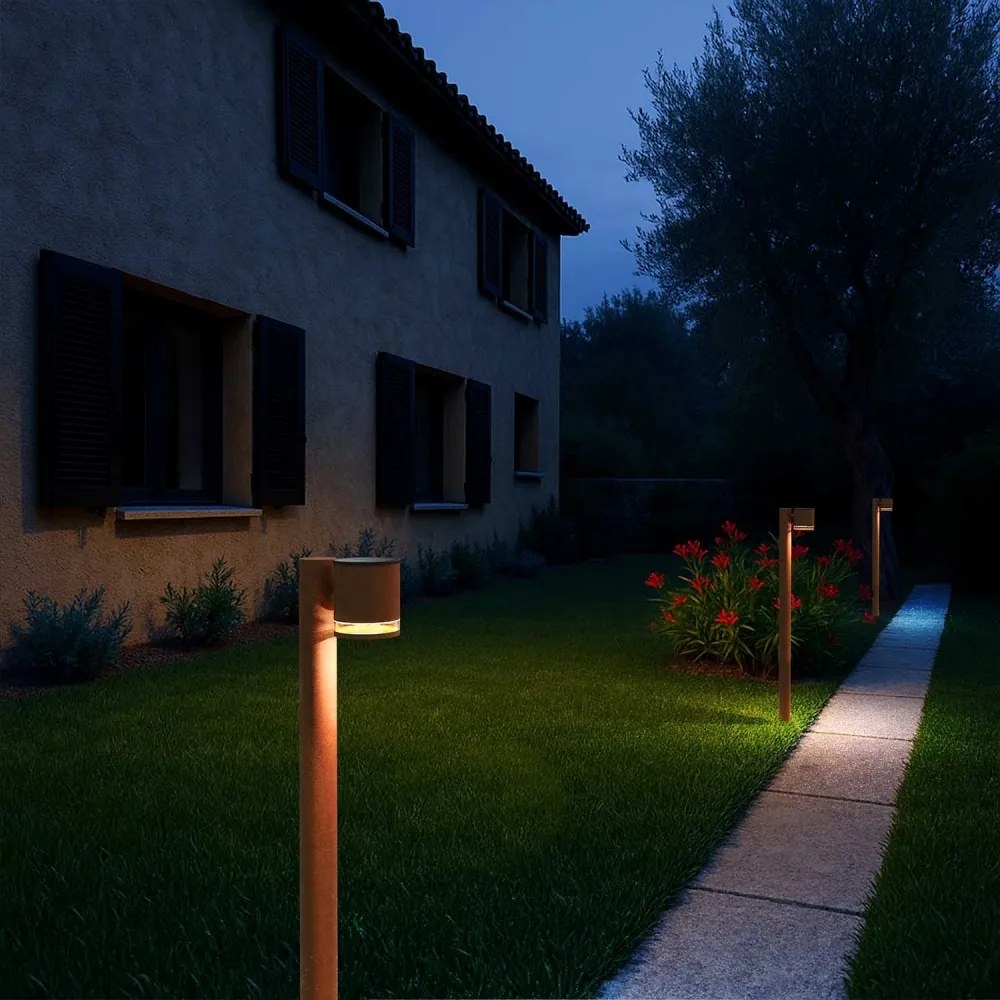 Paletto da Giardino Solare Corten da 100cm, IP54 in Alluminio Colore Bianco Naturale 4.000K
