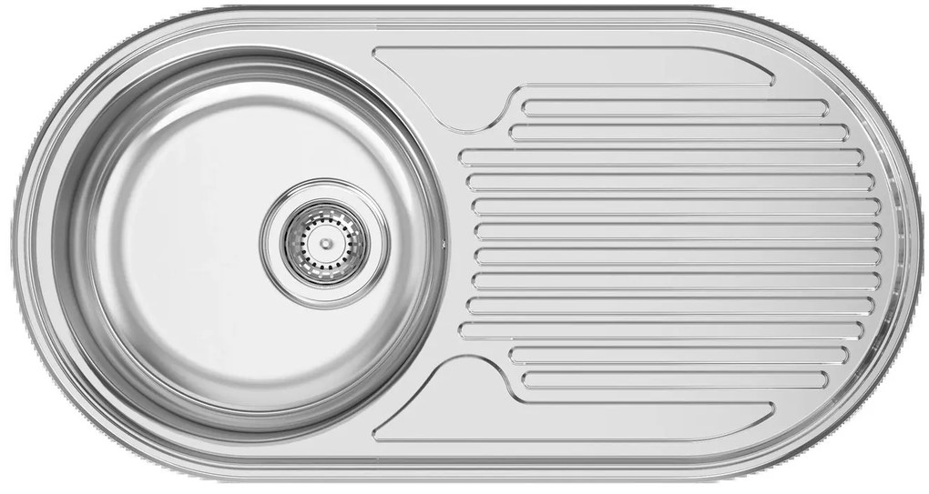 Lavello tondo semincasso 1 vasca in inox argento RODI Semi Dueto L 44.4 x L 84.7 x P 14.5 cm