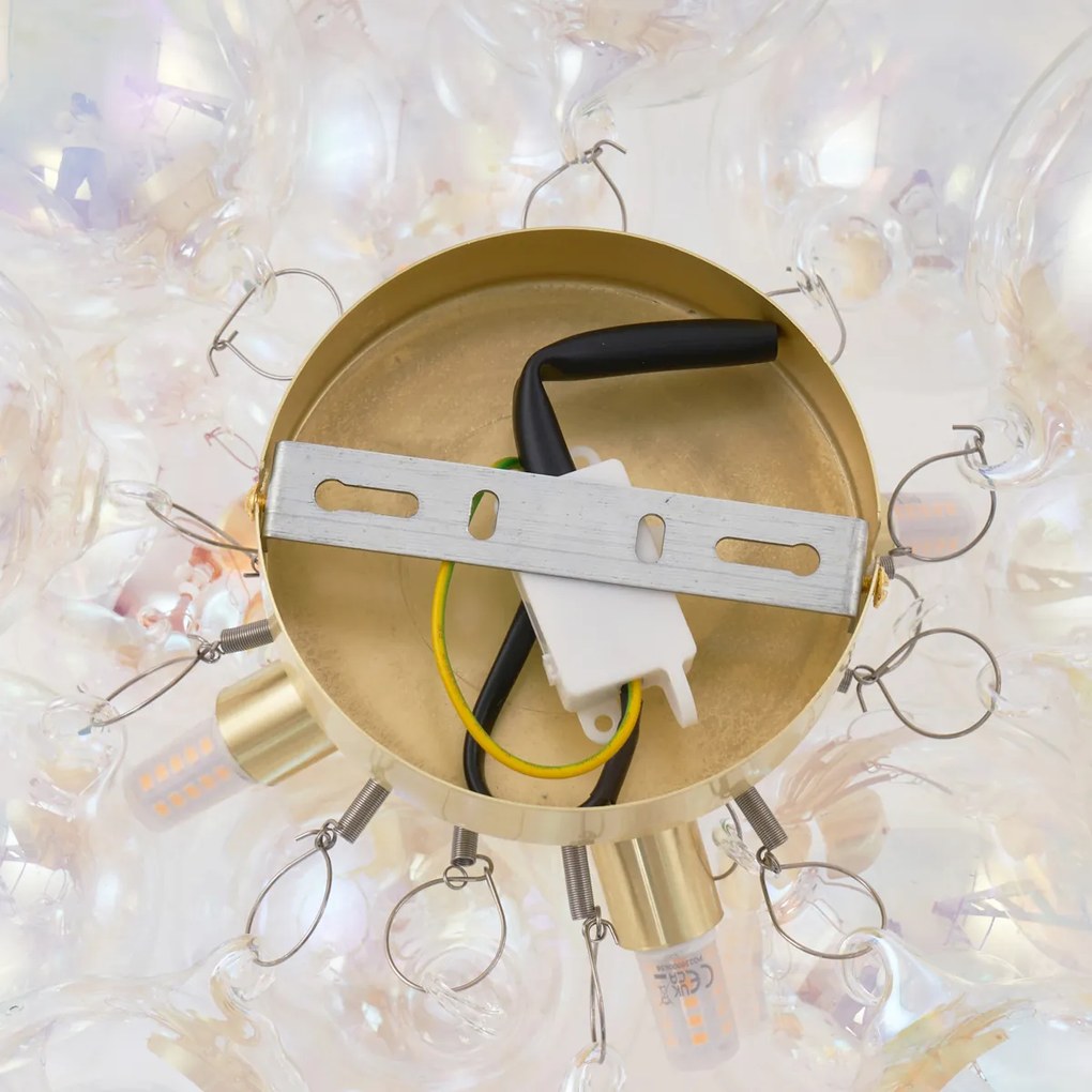 Lampada da soffitto di design in ottone con vetro arcobaleno 4 luci - Uvas