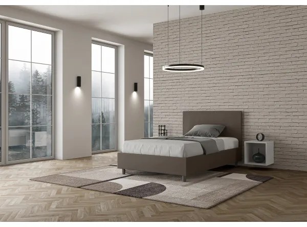 Letto una piazza e mezza senza rete imbottito 120x190 similpelle cappuccino Adele