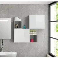 Composizione con pensili da bagno in finitura Bianco Lucido e Beton, ZLCCPMOSBI