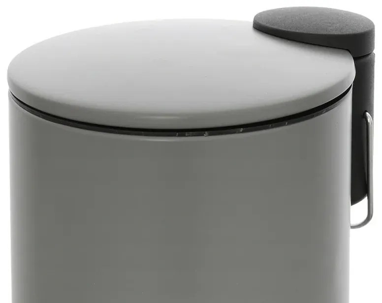 Pattumiera bagno in acciaio grigio con pedale e coperchio slim 3 lt