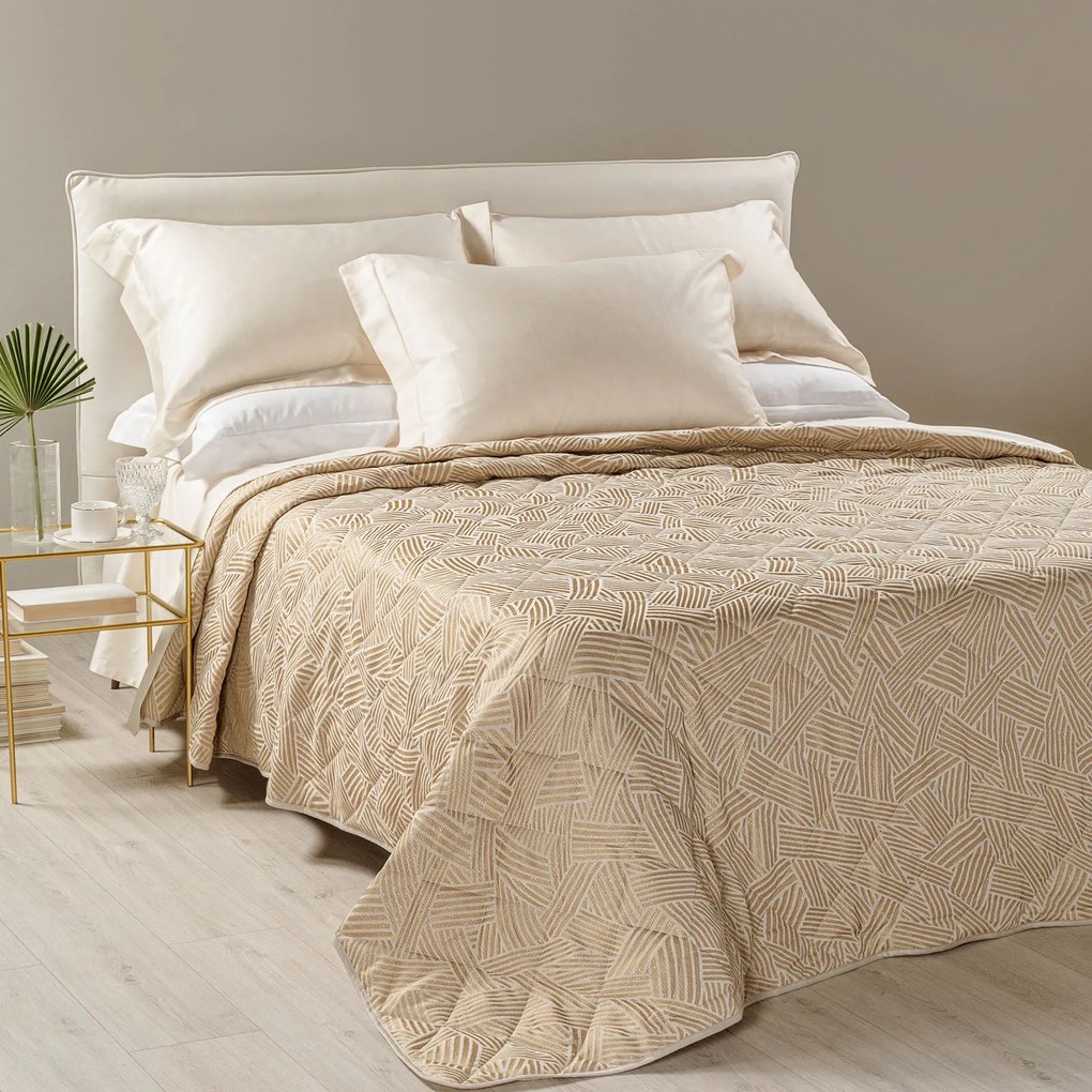 Copriletto Trapuntato in Raso Jacquard Silver Matrimoniale