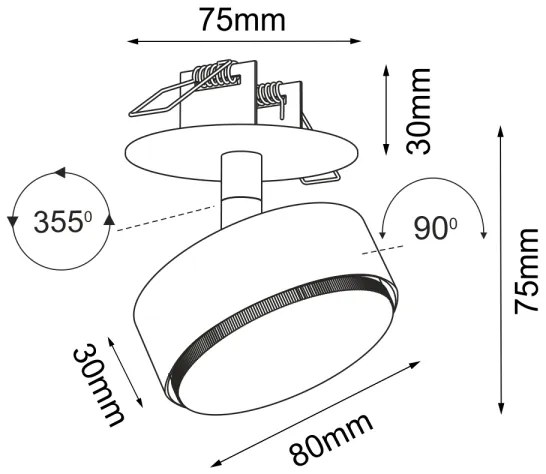Brosline 3258 - Faretto da incasso per controsoffitto DROP 1xGX53/9W/230V nero