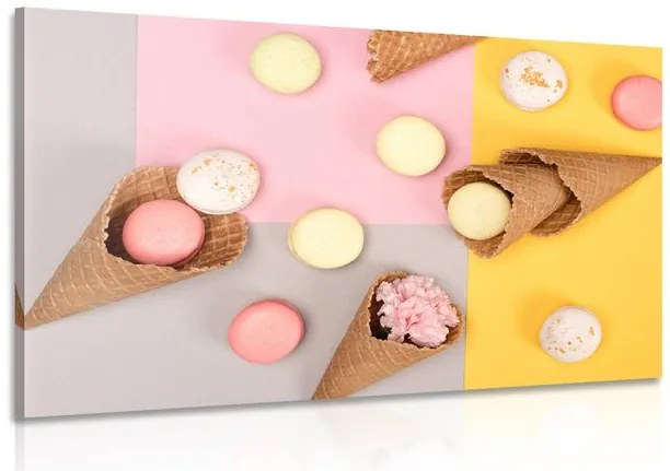 Stampa su tela – Macarons in cono